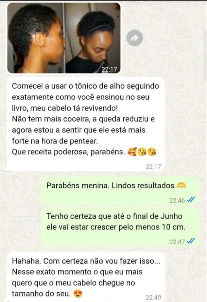 Depoimento de leitora sobre os resultados do tônico de alho