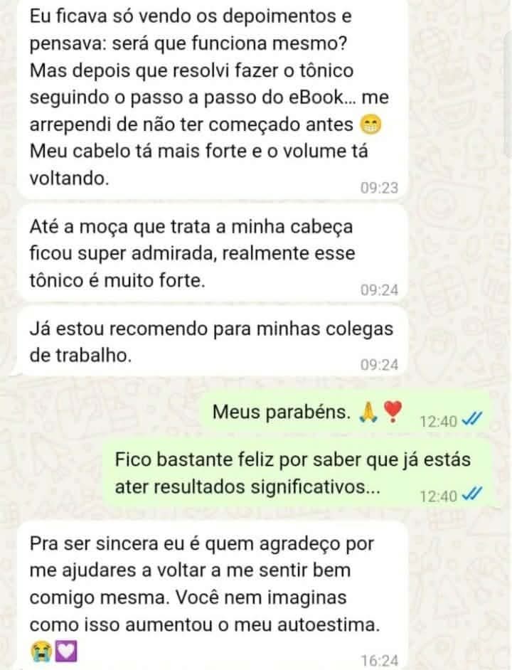 Depoimento de leitora sobre a rotina capilar com tônico de alho